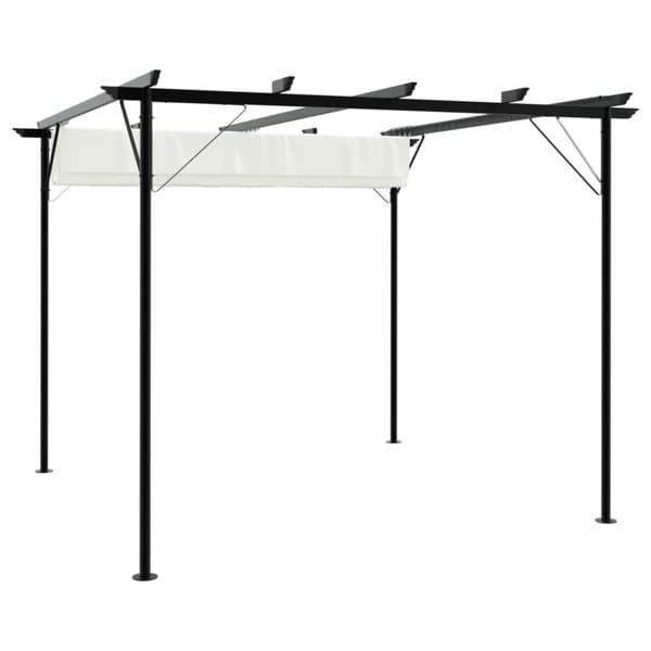 Pergola med indragbart tak gräddvit 3x3 m stål