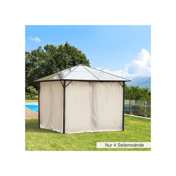 Outsunny Gazebo sidopaneler 3x3m, 302 L x 205 H cm, med krokar, C-ring, utan gazeboramme, beige