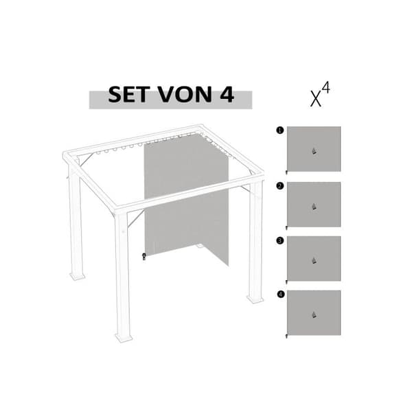 4 sidopaneler för gazebos 3x3 m Ljusgrå polyester, perfekt för trädgårds-gazebos och festtält 302 x 205 cm