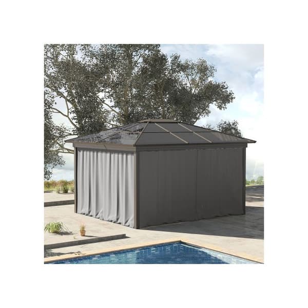 4 sidopaneler för gazebos 3x3 m Ljusgrå polyester, perfekt för trädgårds-gazebos och festtält 302 x 205 cm