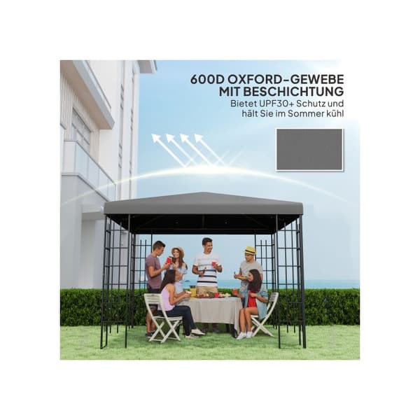 Ersättningstak till gazebos 3 x 3 m, vattentätt gazebo-tak, reservdelar i Oxford-tyg, 370 g/m2, mörkgrå