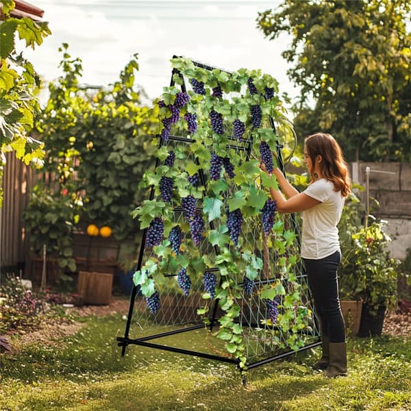 Agurkespalier, A-ramme & U-ramme muligheder, Høj belastningskapacitet, Metal støtte struktur,A 105x105x176cm