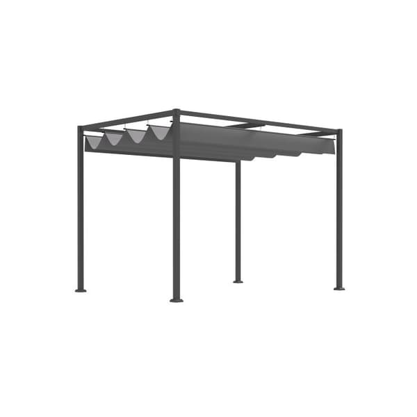 Outsunny Pergola Paviljong Terrassetak med skjutbart tak 298 x 213 x 221 cm, grå