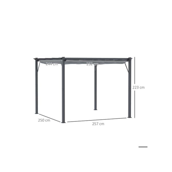 Outsunny Pergola Paviljong Terrass tak med glidande tak, trädgård, aluminium, kolgrå + mörkgrå, 3x3x2,23m