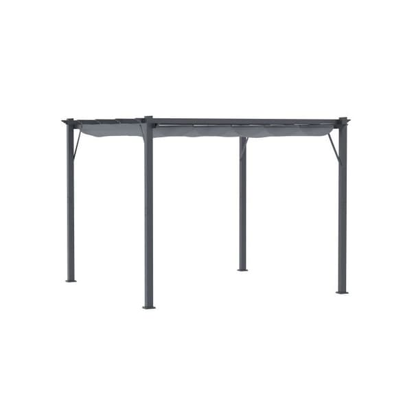 Outsunny Pergola Paviljong Terrass tak med glidande tak, trädgård, aluminium, kolgrå + mörkgrå, 3x3x2,23m