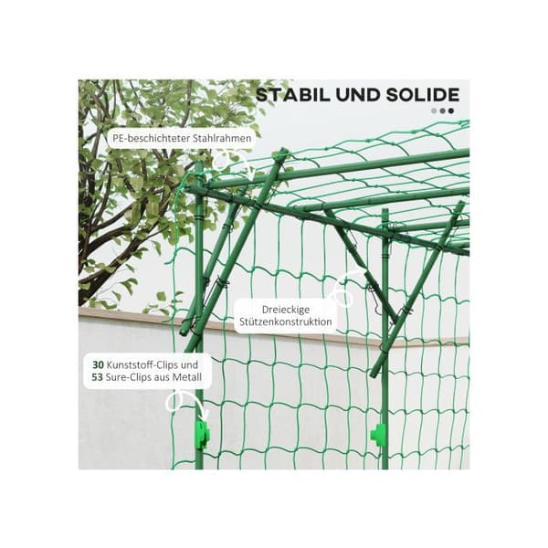 Jardinière i rostfritt stål med triangulärt stativ 223x223x223 cm Rosbåge för klätterväxter