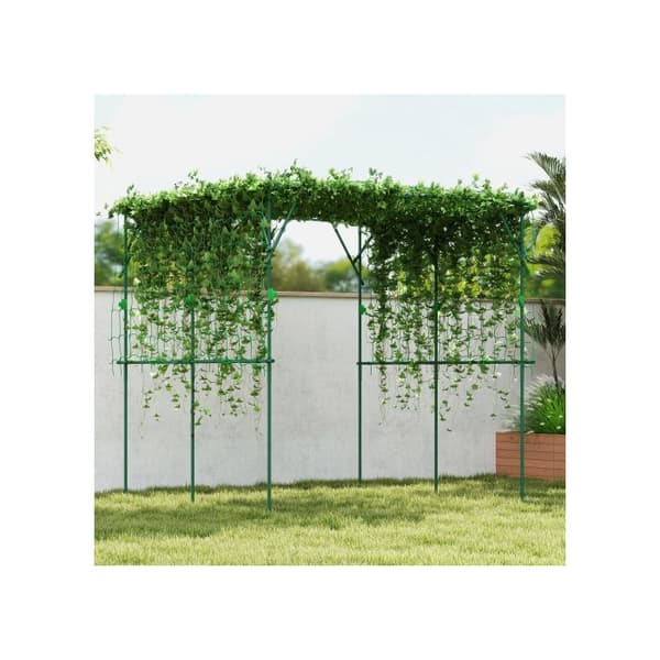 Jardinière i rostfritt stål med triangulärt stativ 223x223x223 cm Rosbåge för klätterväxter