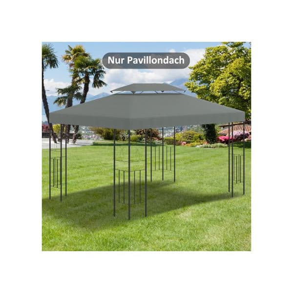 Outsunny Ersättningstak för metallpaviljong Trädgårdstält Festtält Trädgårdstält polyestertyg 3x4m Mörkgrå