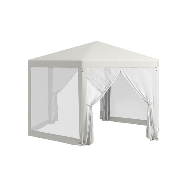 Hexagonal festtält 4x4m med myggnät, trädgårdstält i polyester och metall, färg kräm.