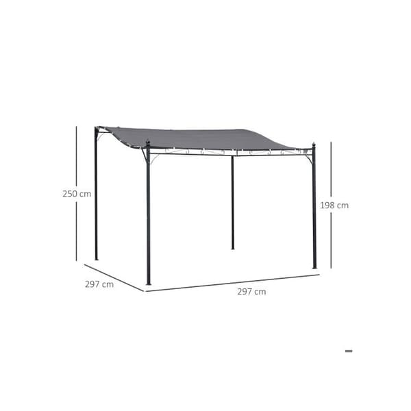 Outsunny Pergola Trädgårdspaviljong Metalltält Grå 297x297cm för Trädgård Terrass Balkong