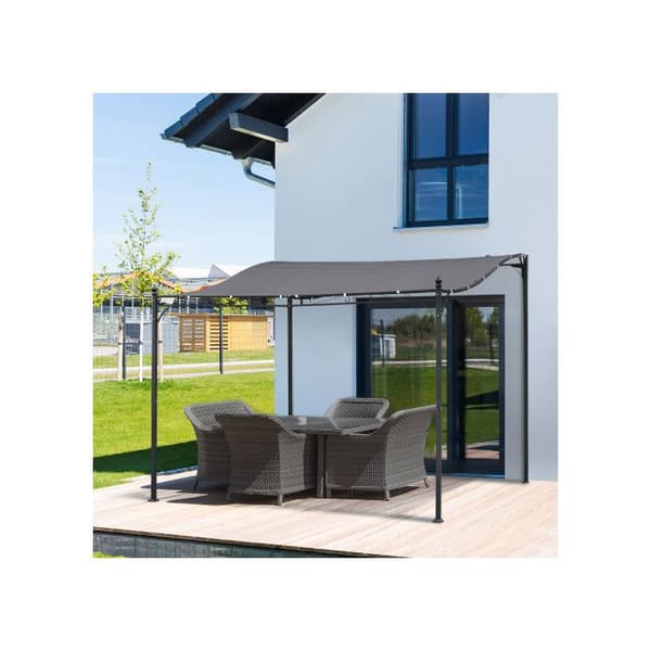 Outsunny Pergola Trädgårdspaviljong Metalltält Grå 297x297cm för Trädgård Terrass Balkong