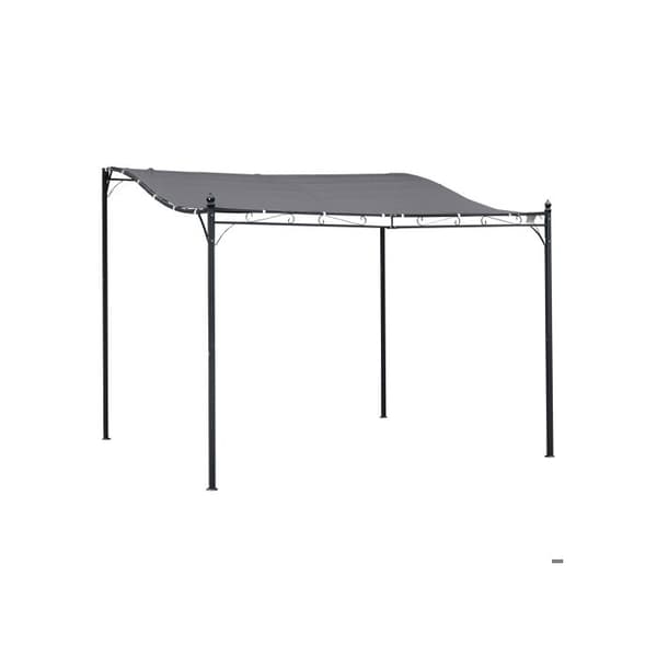 Outsunny Pergola Trädgårdspaviljong Metalltält Grå 297x297cm för Trädgård Terrass Balkong