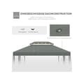 Miniatyrbild 5 av 6: Outsunny Ersättningstak för metallpaviljong Trädgårdstält Festtält Trädgårdstält polyestertyg 3x4m Mörkgrå