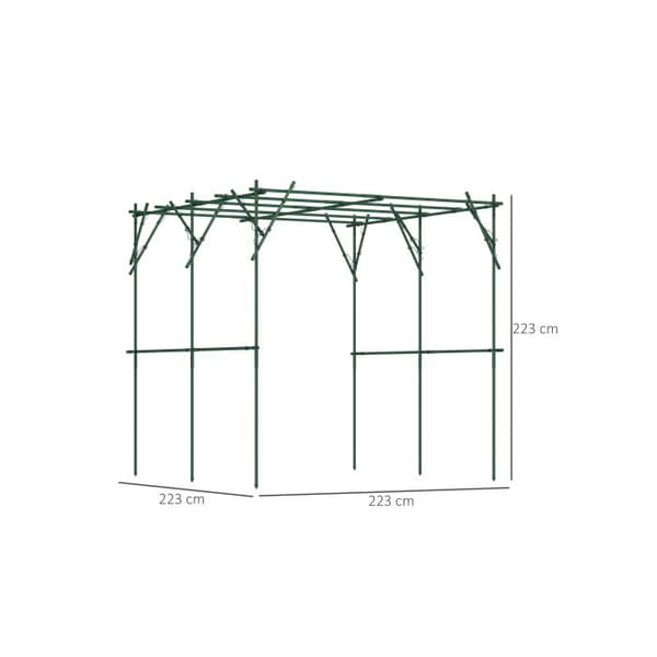 Jardinière i rostfritt stål med triangulärt stativ 223x223x223 cm Rosbåge för klätterväxter