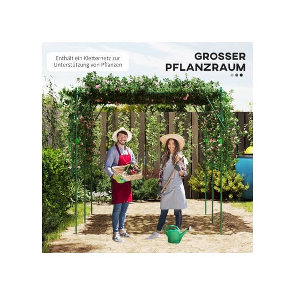 Jardinière i rostfritt stål med triangulärt stativ 223x223x223 cm Rosbåge för klätterväxter