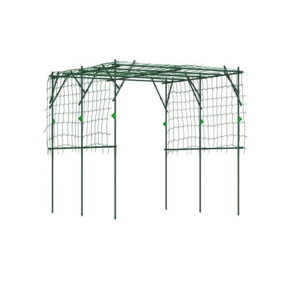 Jardinière i rostfritt stål med triangulärt stativ 223x223x223 cm Rosbåge för klätterväxter
