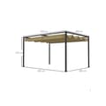 Miniatyrbild 3 av 6: Outsunny Gazebo 4x3m Trädgårdsgazebo, stålterrasstak, trädgårdgazebo med justerbart tak, färg kaki