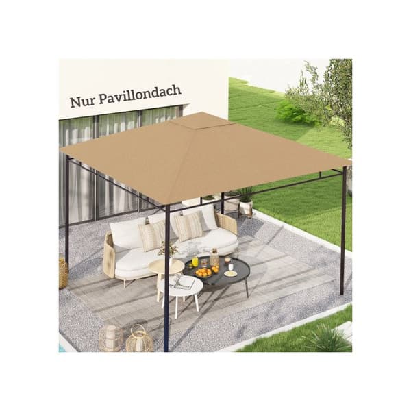 Outsunny Paviljongtak Ersättning Paviljongtak, 2,98 x 2,95 m, Beige Polyester Sol-, Väder- och UV-beständig