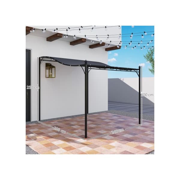 Outsunny tillbehör gazebo Pergola med tak, vattentät Gazebo med tak ca. 2,5x3x2,5 m Mörkgrå
