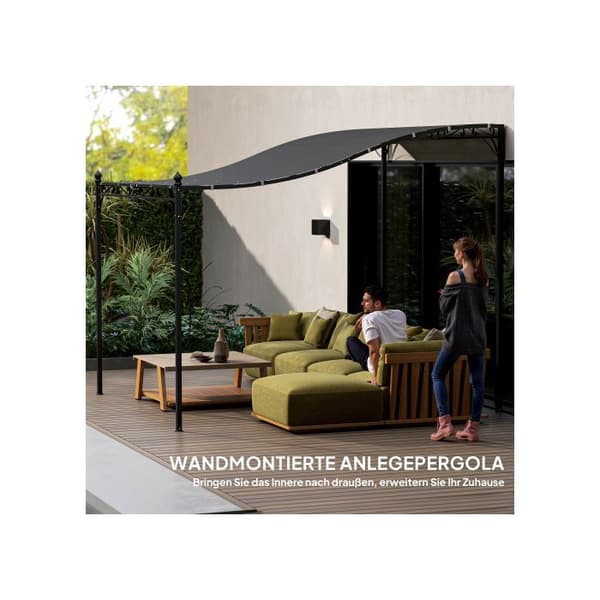 Outsunny tillbehör gazebo Pergola med tak, vattentät Gazebo med tak ca. 2,5x3x2,5 m Mörkgrå