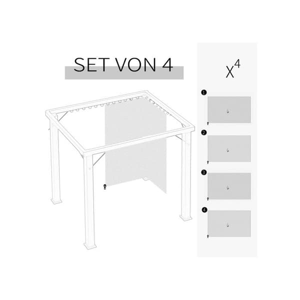 Outsunny Gazebo sidopaneler 3x3m, 302 L x 205 H cm, med krokar, C-ring, utan gazeboramme, beige