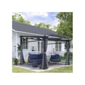 Miniatyrbild 2 av 6: Outsunny Pergola 2,97 x 2,95 m, vattentålig pavilion med soltak, sidodelar, terrassöverdrag, polyester, mörkgrå
