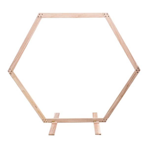 Træ Hexagonal Bryllupsbue, Retro Stil, Letvægtsdesign,Træ farve, 7,1 x 6,1 fod
