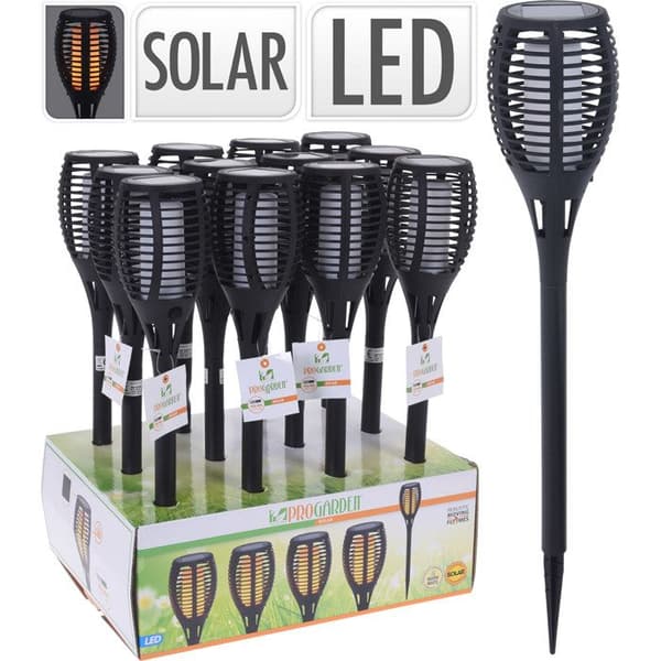 SOLARLAMPAN BLACK TORCH WITH FLAME 10X58 CM VARM VIT GARDENACCESSOARER UTE