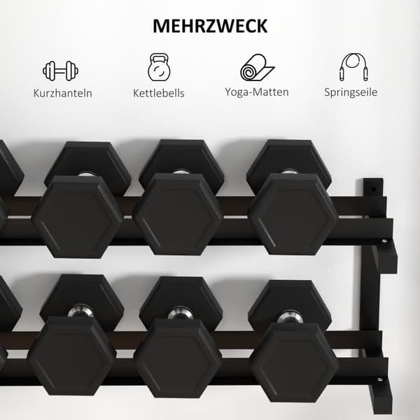 Dumbbell Rack, 98x40x35 cm, Sort