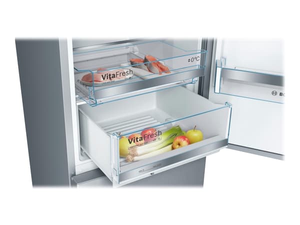 Bosch Serie | 6 KGE39AICA - Kylskåp/frys - bottenfrysskåp - bredd: 60 cm - djup: 65 cm - höjd: 201 cm - 343 liter - Klass C - rostfritt stål