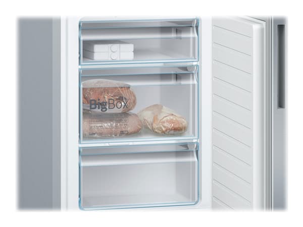 Bosch Serie | 6 KGE39AICA - Kylskåp/frys - bottenfrysskåp - bredd: 60 cm - djup: 65 cm - höjd: 201 cm - 343 liter - Klass C - rostfritt stål