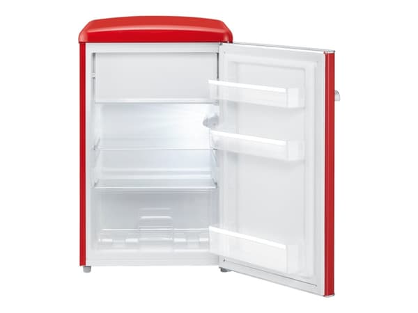 SEVERIN Retro RKS 8830 - Kjøleskap med fryserboks - tabletop - bredde: 55 cm - dybde: 61.5 cm - høyde: 89.5 cm - 108 liter - Klasse D - rød