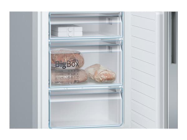 Bosch Serie | 6 KGE36AICA - Kylskåp/frys - bottenfrysskåp - bredd: 60 cm - djup: 65 cm - höjd: 186 cm - 308 liter - Klass C - rostfritt stål