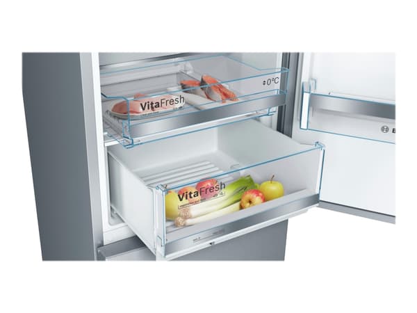Bosch Serie | 6 KGE36AICA - Kylskåp/frys - bottenfrysskåp - bredd: 60 cm - djup: 65 cm - höjd: 186 cm - 308 liter - Klass C - rostfritt stål