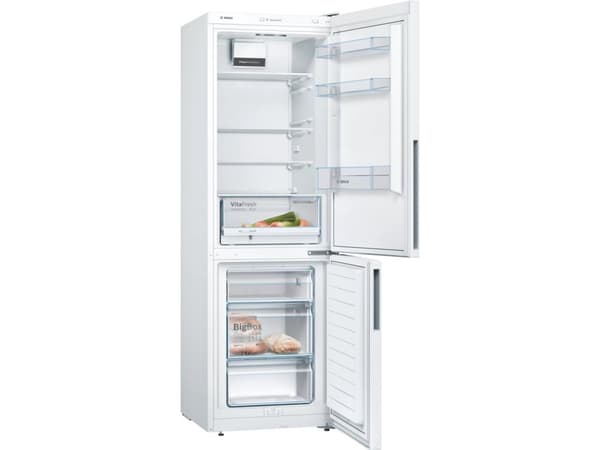 Bosch Serie | 4 KGV362WEAS - Kjøleskap/fryser - bunnfryser - bredde: 60 cm - dybde: 65 cm - høyde: 186 cm - 308 liter - Klasse E - hvit