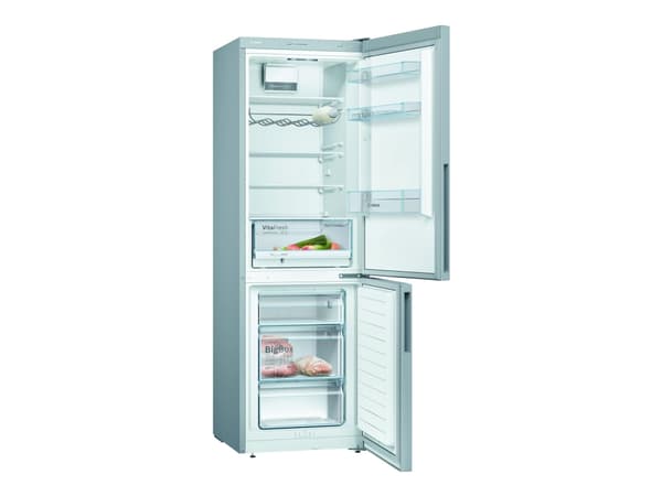 Bosch Serie 4 KGV36VIEAS kjøle-/fryseskap Frittstående 308 l E Rustfritt stål Rustfritt stål
