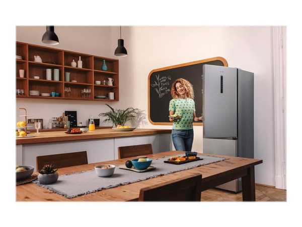 Gorenje NRK6192AS4 - Kjøleskap/fryser - bunnfryser - bredde: 59.5 cm - dybde: 59 cm - høyde: 186 cm - 304 liter - Klasse E - grå Grå