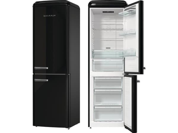 Gorenje Retro Collection ONRK619DBK - Kjøleskap/fryser - bunnfryser - bredde: 60 cm - dybde: 66.1 cm - høyde: 194 cm - 300 liter - Klasse D - svart