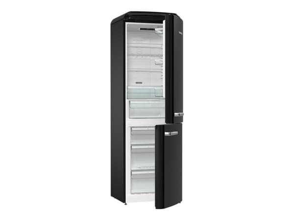 Gorenje Retro Collection ONRK619DBK - Kjøleskap/fryser - bunnfryser - bredde: 60 cm - dybde: 66.1 cm - høyde: 194 cm - 300 liter - Klasse D - svart Sort