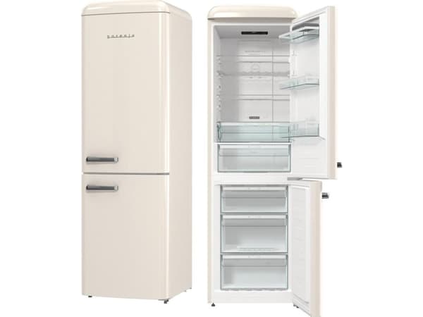 Gorenje Retro Collection ONRK619DC - Kjøleskap/fryser - bunnfryser - bredde: 60 cm - dybde: 66.1 cm - høyde: 194 cm - 300 liter - Klasse D - champagn