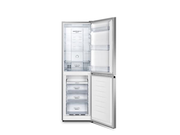Gorenje Essential NRK418ECS4 - Kjøleskap/fryser - bunnfryser - bredde: 55 cm - dybde: 55.7 cm - høyde: 182.4 cm - 256 liter - Klasse E - grå