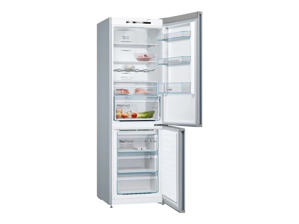Bosch Serie | 4 KGN36VLED - Kjøleskap/fryser - bunnfryser - bredde: 60 cm - dybde: 66 cm - høyde: 186 cm - 326 liter - Klasse E - rustfritt stål utse