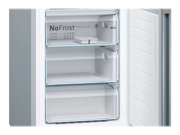 Bosch Serie | 4 KGN36VLED - Kjøleskap/fryser - bunnfryser - bredde: 60 cm - dybde: 66 cm - høyde: 186 cm - 326 liter - Klasse E - rustfritt stål utse