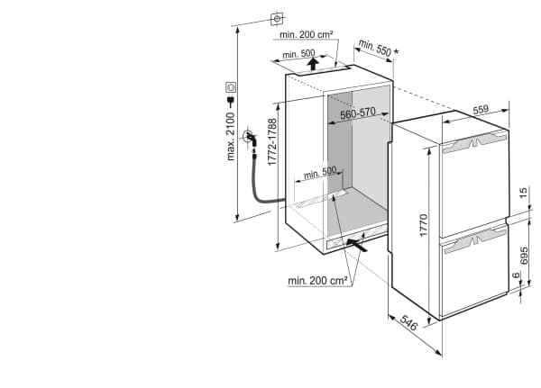 Liebherr ICBNdi 5183, 170 l, SN-ST, 10 kg/24t, D, Fresh zone compartment, Hvit