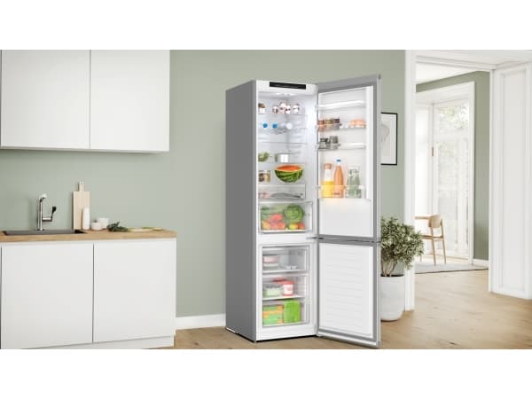 Bosch Serie | 4 KGN392LAF - Kylskåp/frys - bottenfrysskåp - bredd: 60 cm - djup: 66.5 cm - höjd: 203 cm - 363 liter - Klass A - rostfritt stål