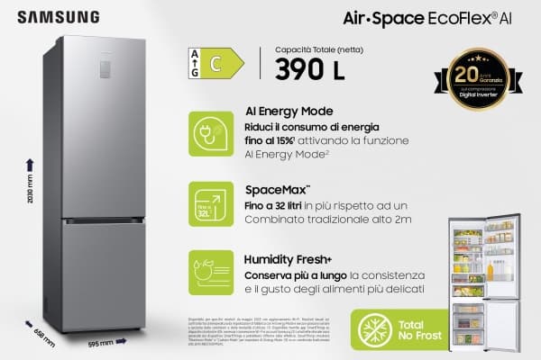 Samsung RB38C776CS9/EF, No Frost (jääkaappi), SN-T, 35 dB, 8 kg/24h, C, Ruostumaton teräs