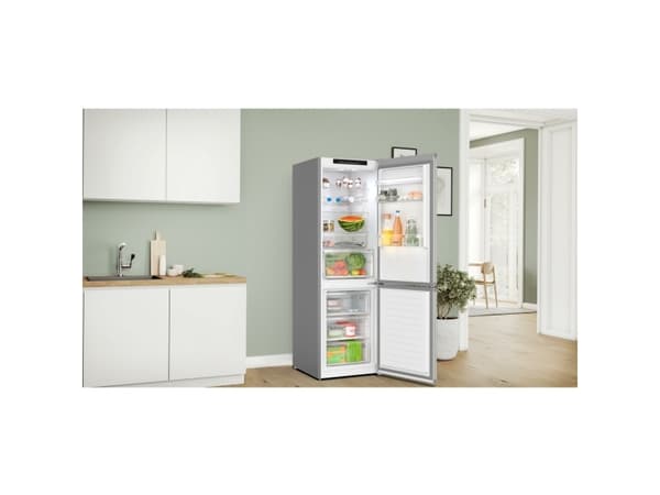 Bosch KGN362LBF, 321 l, SN-T, 9,5 kg/24t, B, Fresh zone compartment, Rustfritt stål