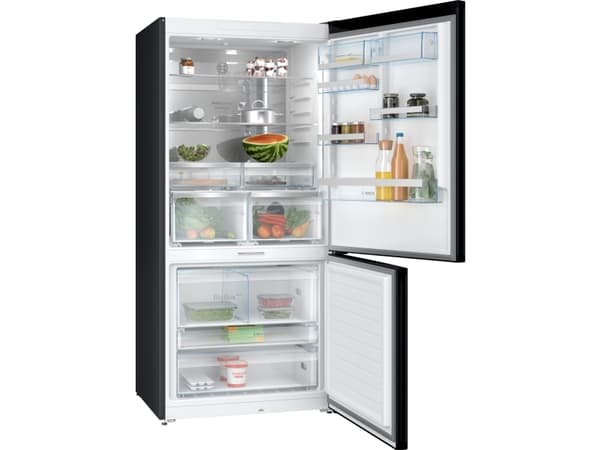 Bosch Serie | 8 KGP86AXB0N - Kjøleskap/fryser - bunnfryser - Wi-Fi - bredde: 86 cm - dybde: 81 cm - høyde: 186 cm - 621 liter - Klasse B - brushed bl