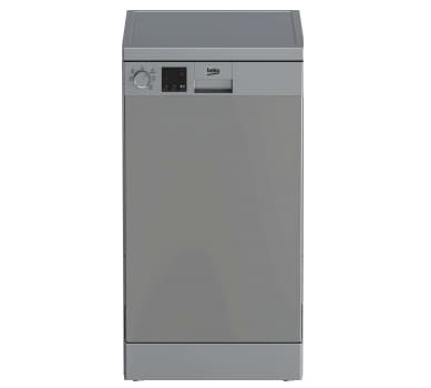 Beko DVS05024S, Vapaasti seisova, Slimline (45 cm), Hopea, 10 paikkoja, C, 49 dB