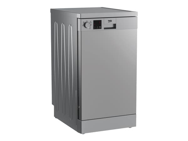 Beko DVS05024S, Vapaasti seisova, Slimline (45 cm), Hopea, 10 paikkoja, C, 49 dB